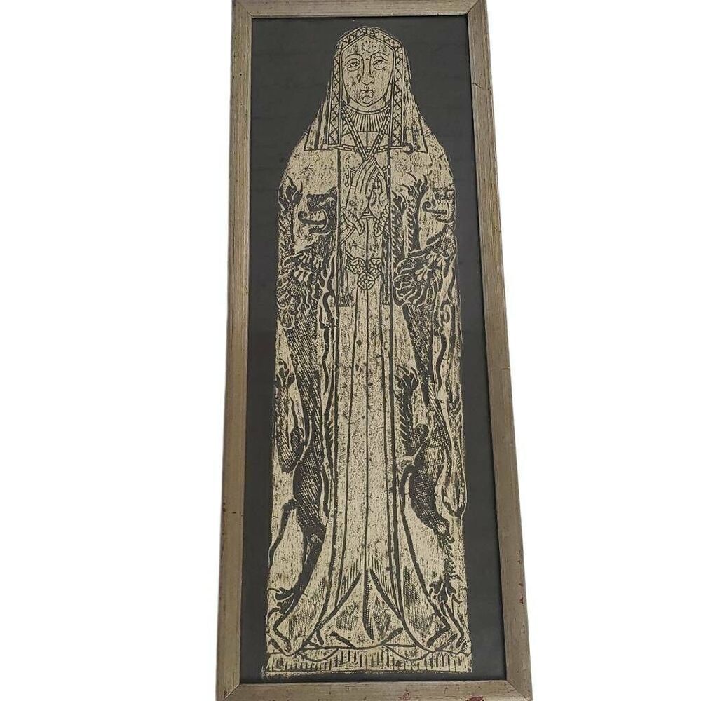 Vintage‎ Stone Graves Rubbing Framed Photo